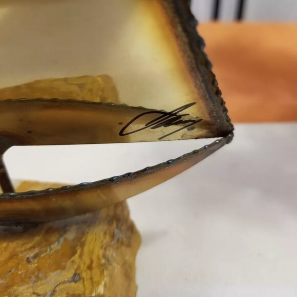 Vintage John DeMott Copper Sailboat Rock/Quartz Base Nautical Boat - Signed - Picture 2 of 3